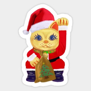 Maneki Neko Good Luck Christmas Outfit Gift 2020 Edit Sticker